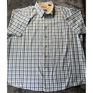 Wrangler Blue Plaid Short Sleeve Button Down Shirt Men's 2XL